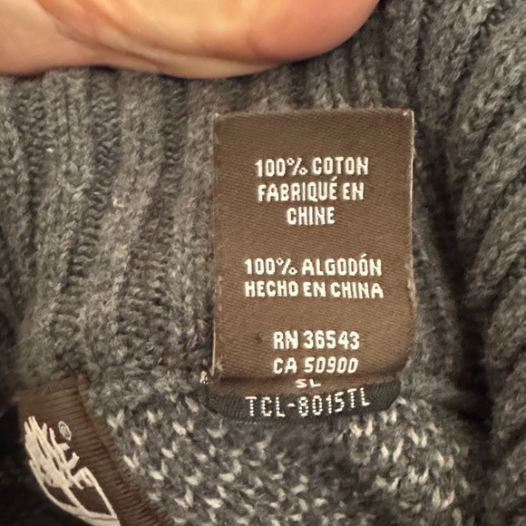 Timberland Men's V-Neck Sweater in Gray and Brown - Picture 3 of 8